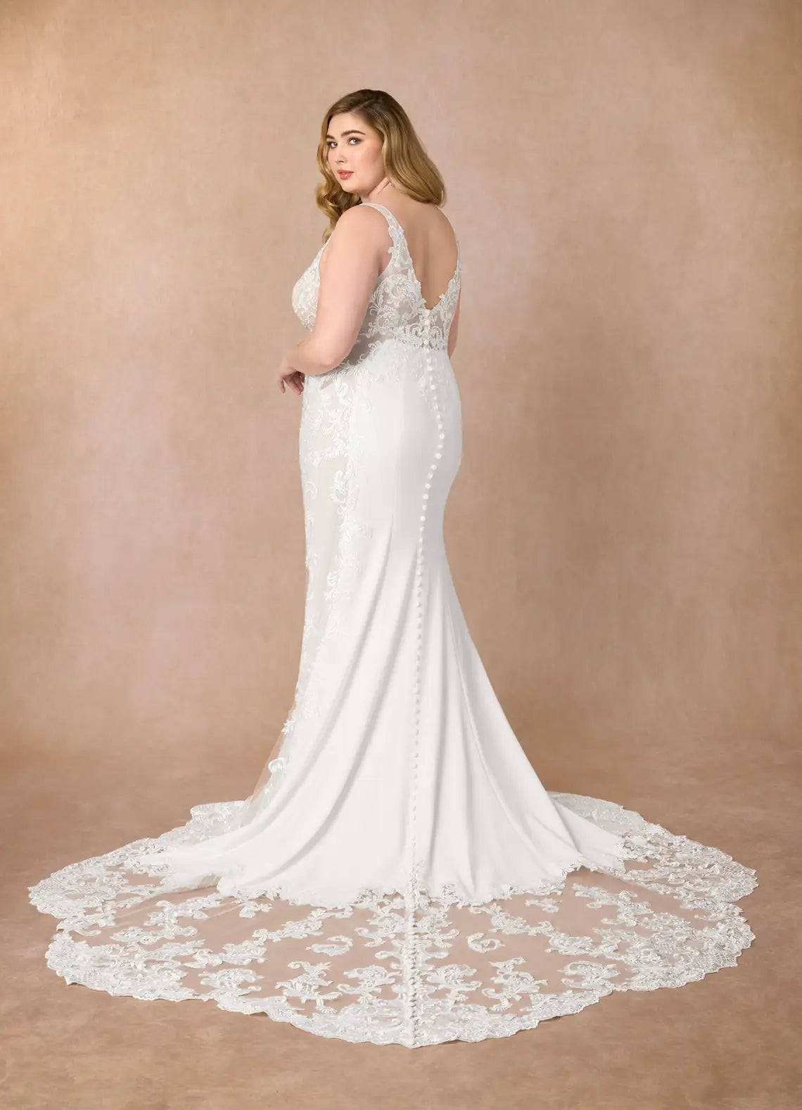 Diamond White Mermaid Sequins Stretch Crepe Dress