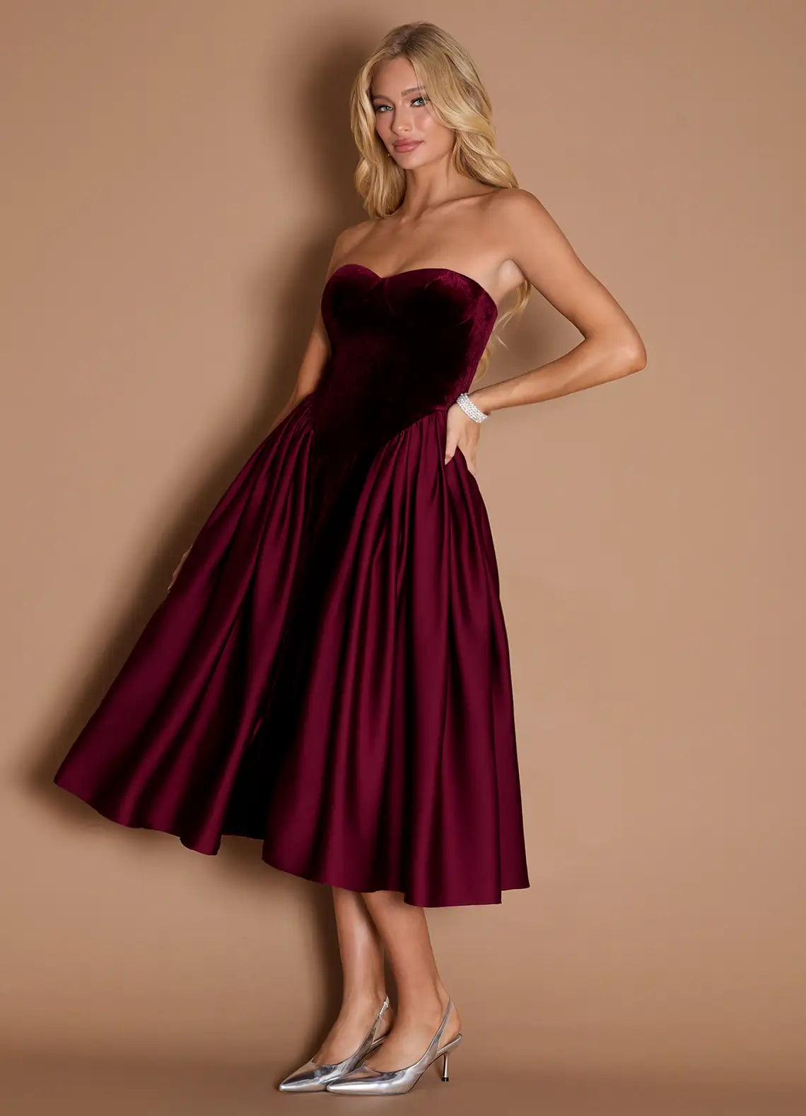 Marie Wine Midi Dress