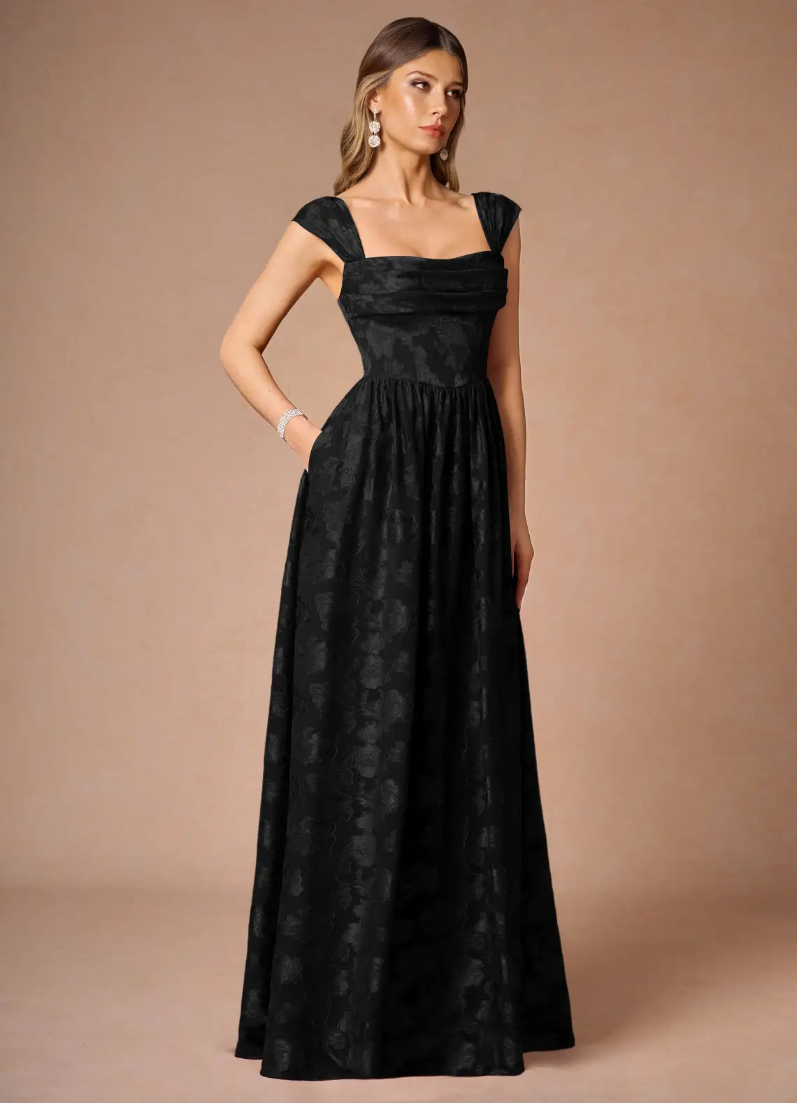 Hazel Black Pleated Maxi Dress