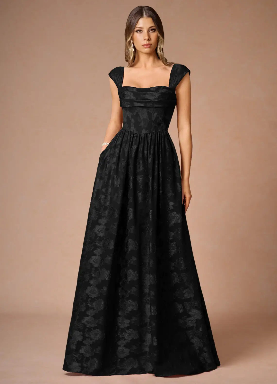 Hazel Black Pleated Maxi Dress