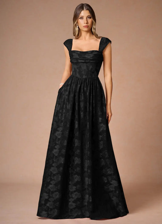 Hazel Black Pleated Maxi Dress