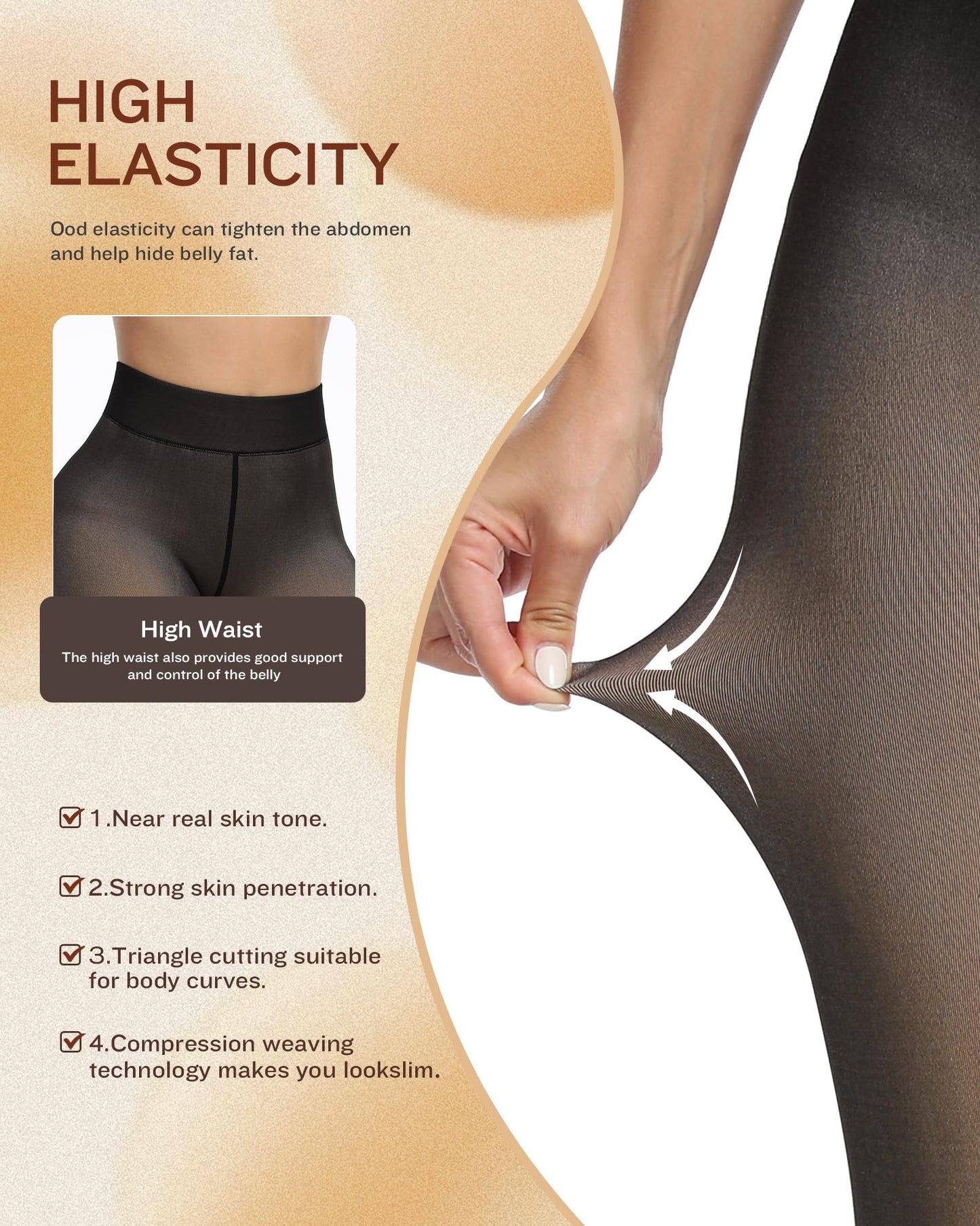 CHRLEISURE Women's Fleece Lined Tights - Fake Sheer Warm Pantyhose Thick Winter Leggings