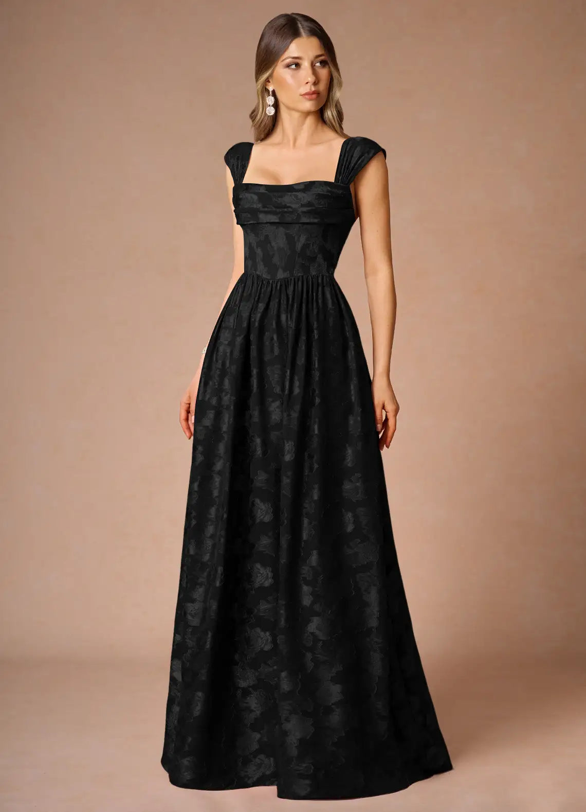 Hazel Black Pleated Maxi Dress