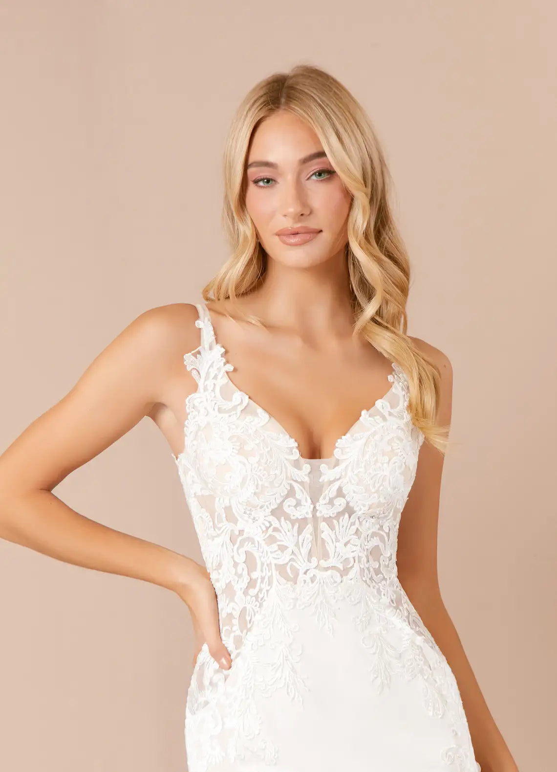 Diamond White Mermaid Sequins Stretch Crepe Dress