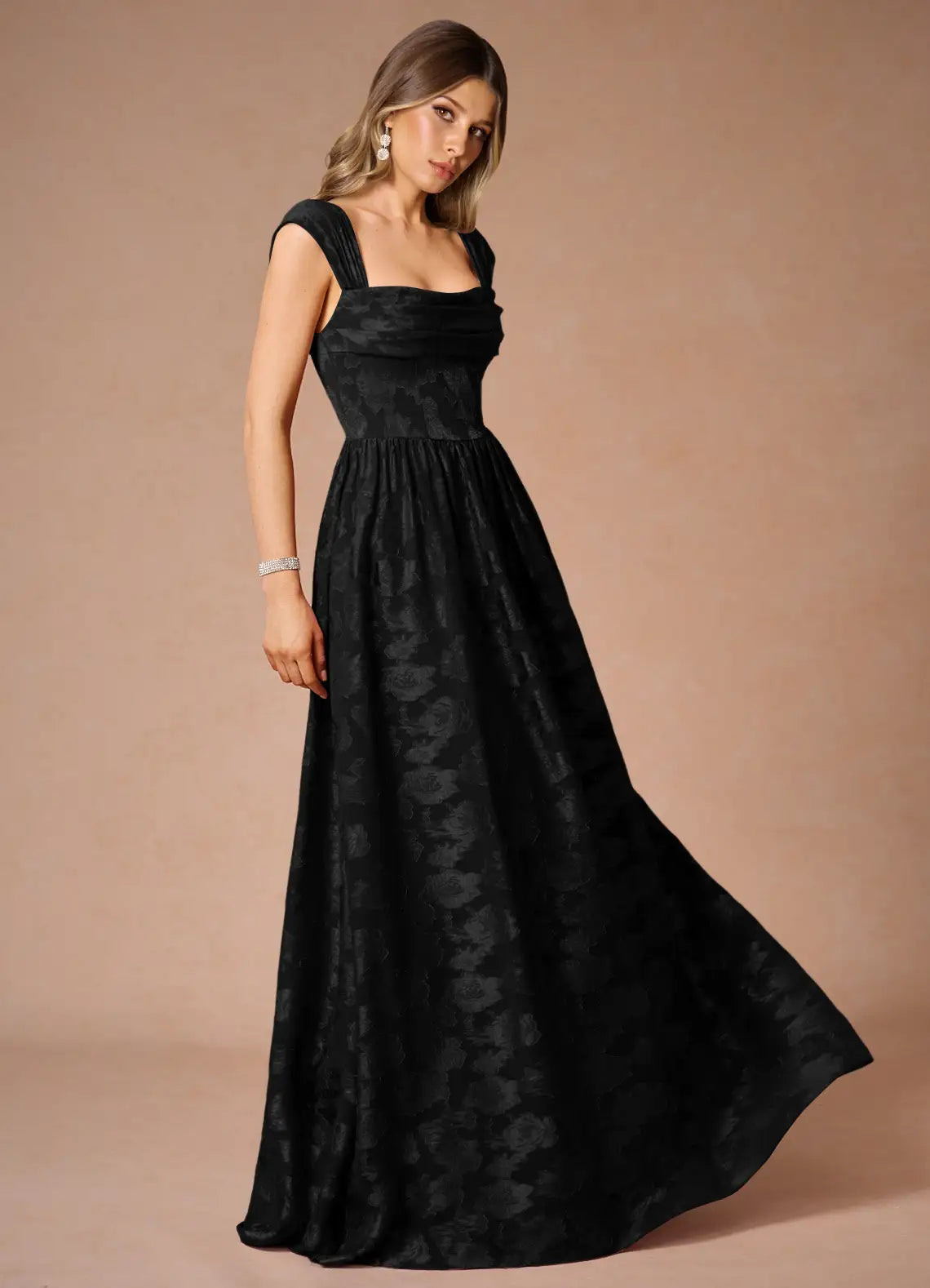 Hazel Black Pleated Maxi Dress