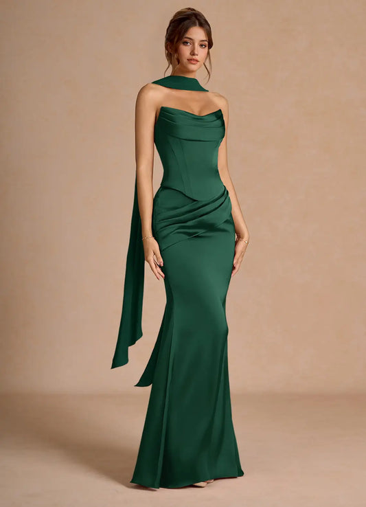 Sorrel Emerald Green Corset Two-Piece Sets